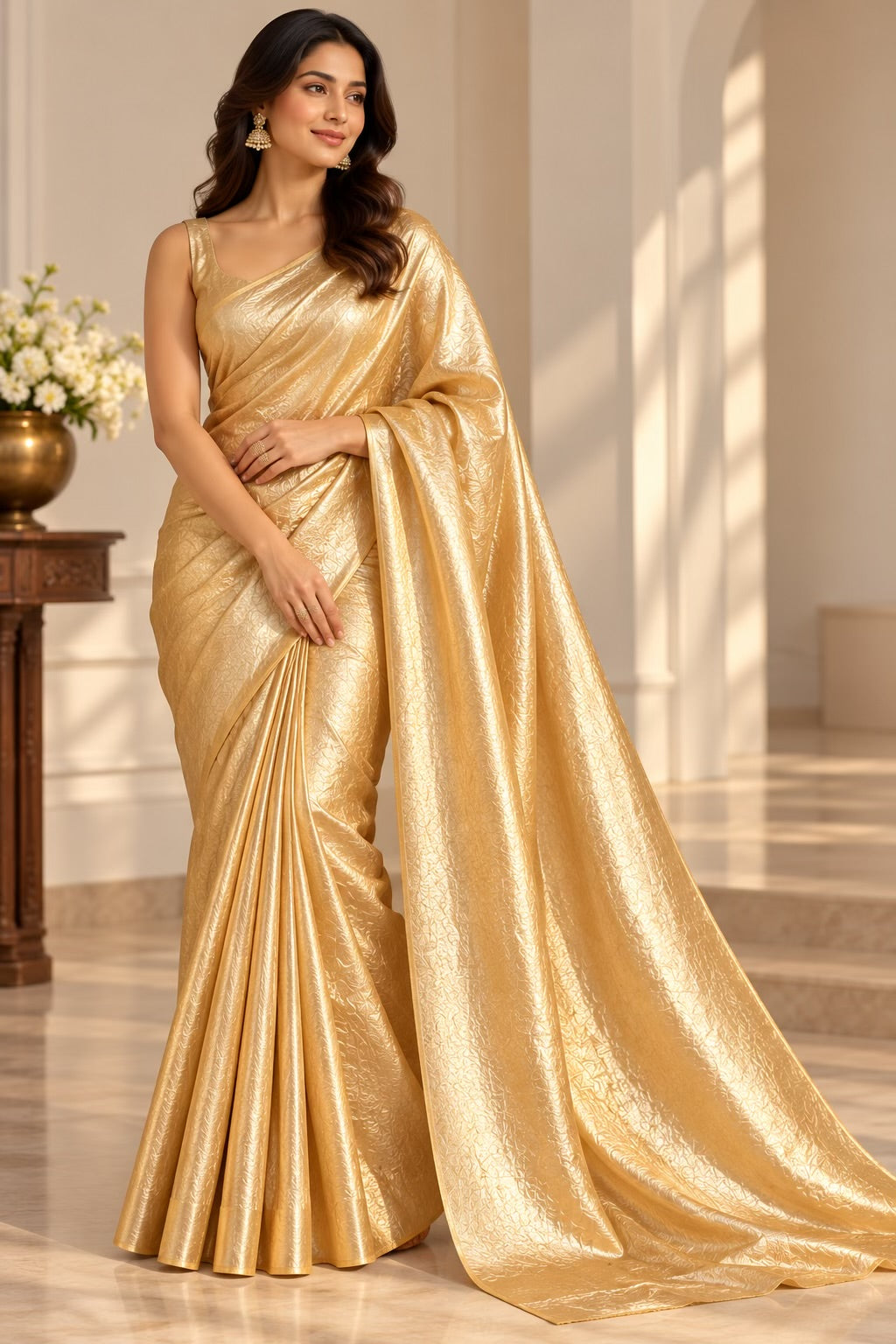Champagne Gold Shimmer Fendi Fabric