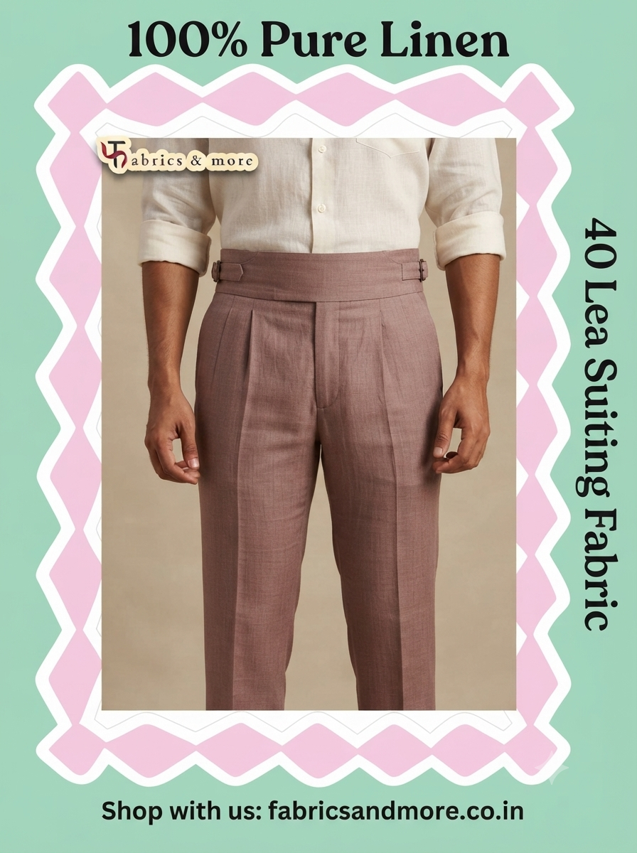 Dusty Rose 100% Pure Linen Fabric for Blazers, Jackets and Pants, 40 Lea - selvedge and edge detail
