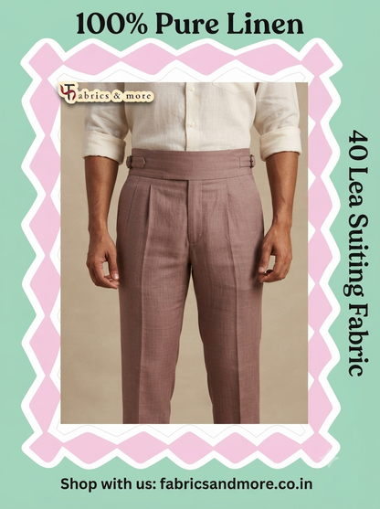 Dusty Rose 100% Pure Linen Fabric for Blazers, Jackets and Pants, 40 Lea - selvedge and edge detail