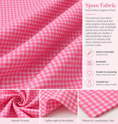 Pink & White Checked Spun Fabric