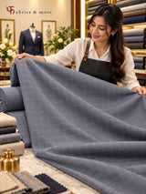 Slate Grey Windowpane Check Suiting Fabric