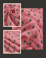 Pink Chanderi Fabric with Floral Motif Embroidery