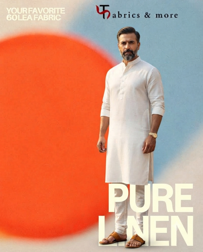 Premium White 100%Pure Linen 60 Lea Fabric (0% Cotton)