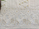 White Floral Lakhnawi Embroidered Dyeable Georgette Fabric