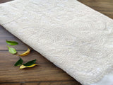 Off White Paisleys Dyeable Lakhnawi Embroidered Georgette Fabric