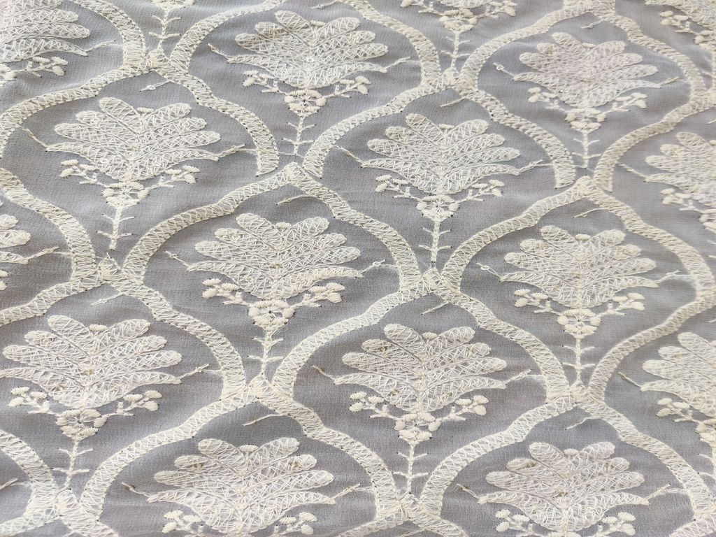 White Sequins Work Lakhnawi Embroidered Georgette Fabric