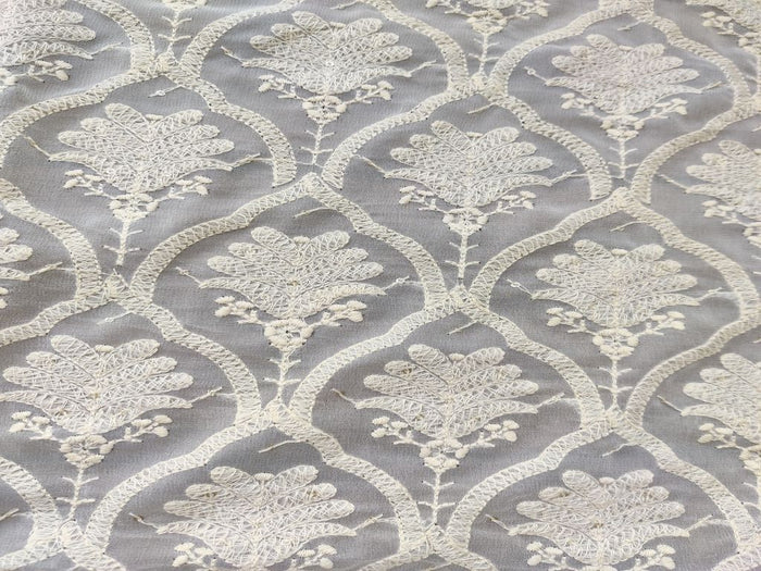 White Sequins Work Lakhnawi Embroidered Georgette Fabric