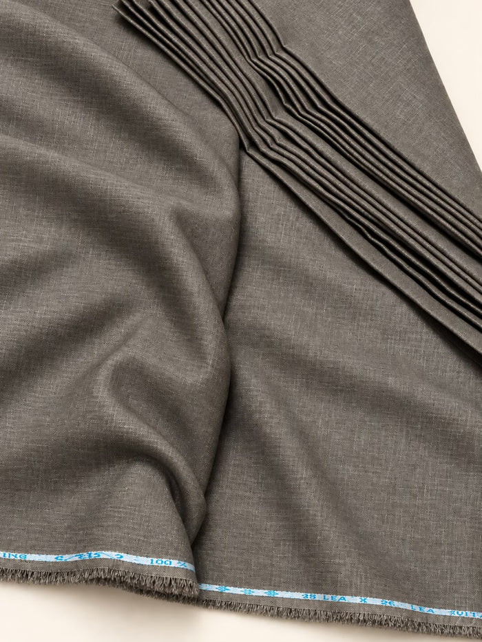 Grey  Brown 25 Lea Linen–Cotton Blend Suiting Fabric –  Specially For cordsets