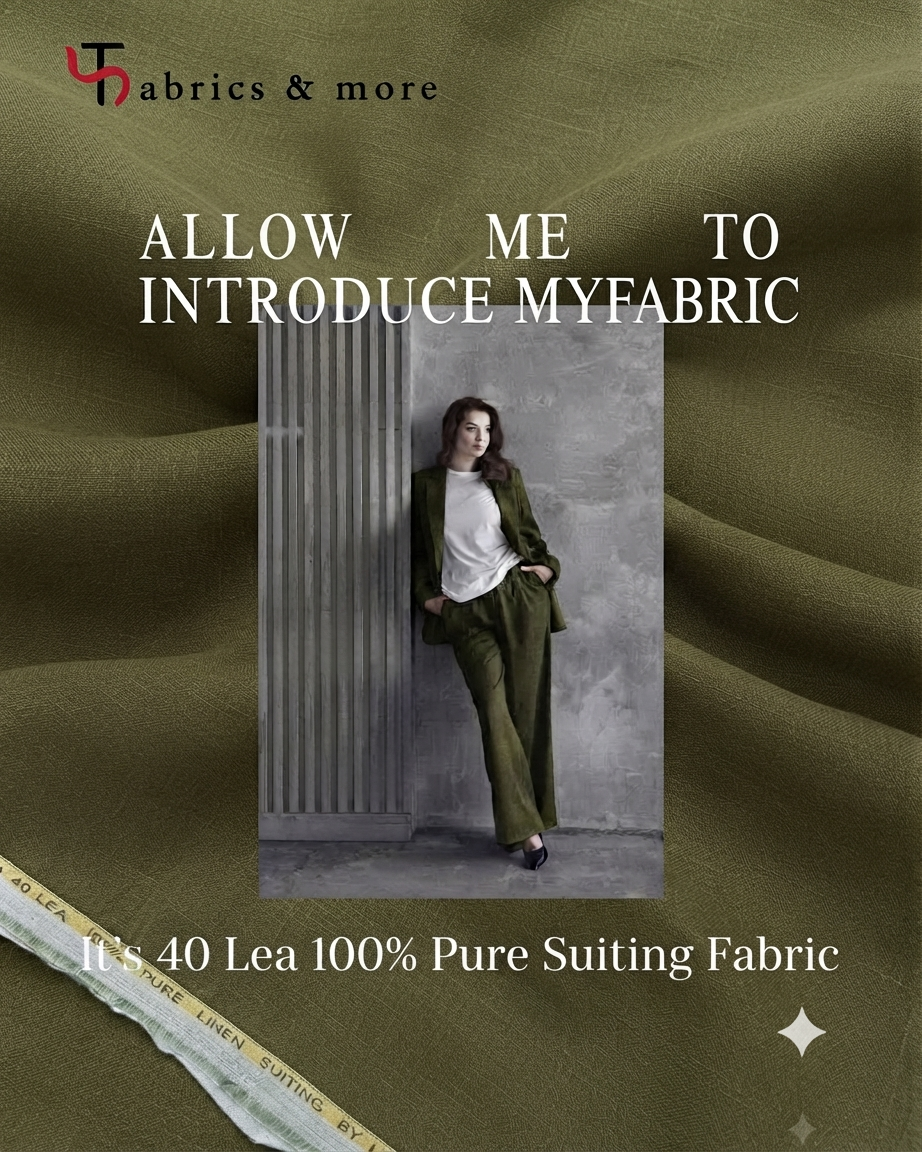Olive Green Pure Linen Suiting Fabric – 40 Lea 100% Pure Linen Suiting Fabric for Blazers, Jackets and Pants  (0% Cotton)
