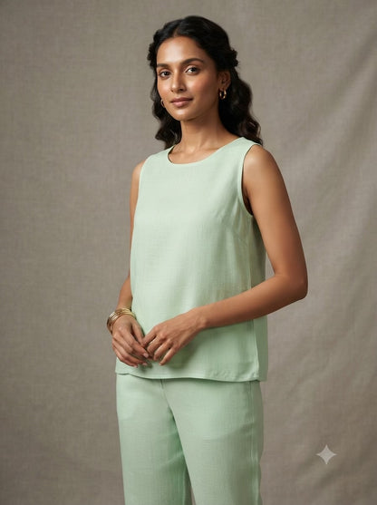 Mint Green Canvas Weave Cotton Linen Fabric