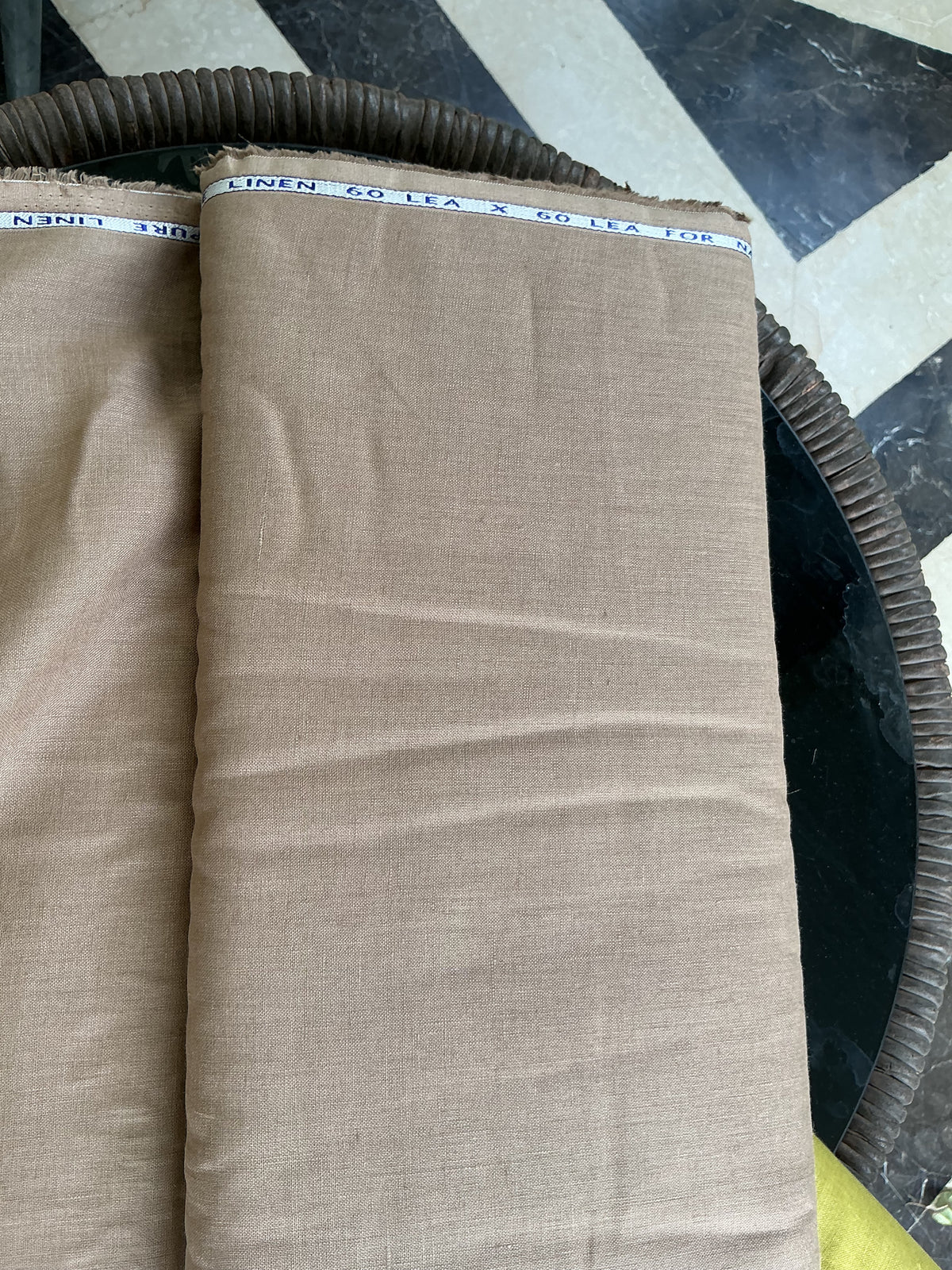 Premium Camel Brown 100% Pure Linen 60 Lea Fabric  (0% Cotton)