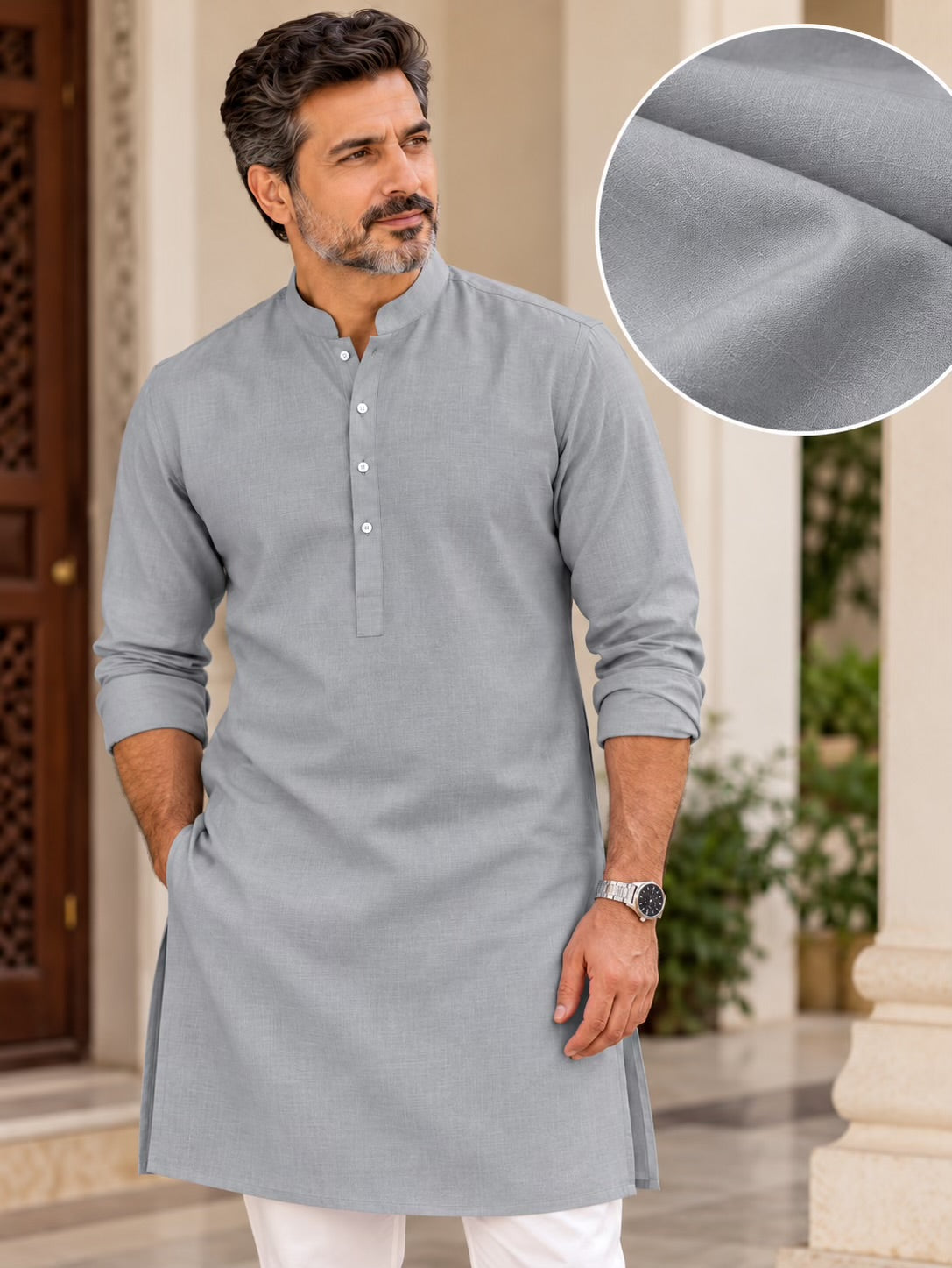 Premium Steel Grey Spun Fabric