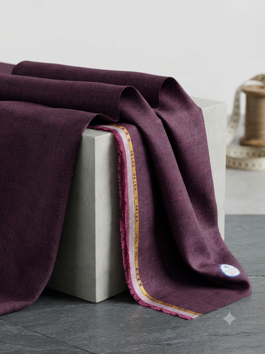 Plum Wine  100% Pure Linen Suiting Fabric – 44 Lea for Blazers, Jackets and Pants  (0% Cotton)
