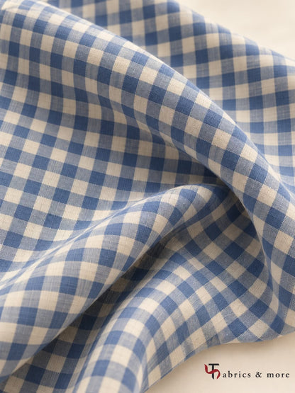 Blue & Cream Gingham Spun Fabric