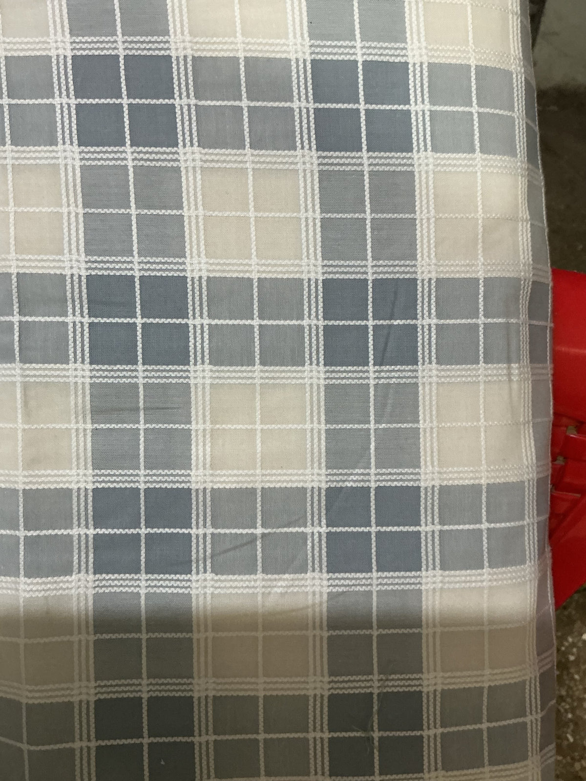 Dusty Blue & White Checkered 100% Cotton Shirt Fabric - close-up of weave and texture