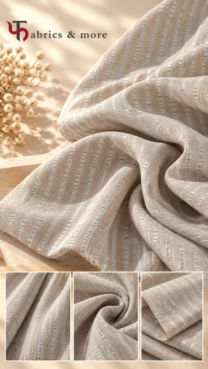 Premium Beige Textured Spun Fabric – Elegant Woven Design