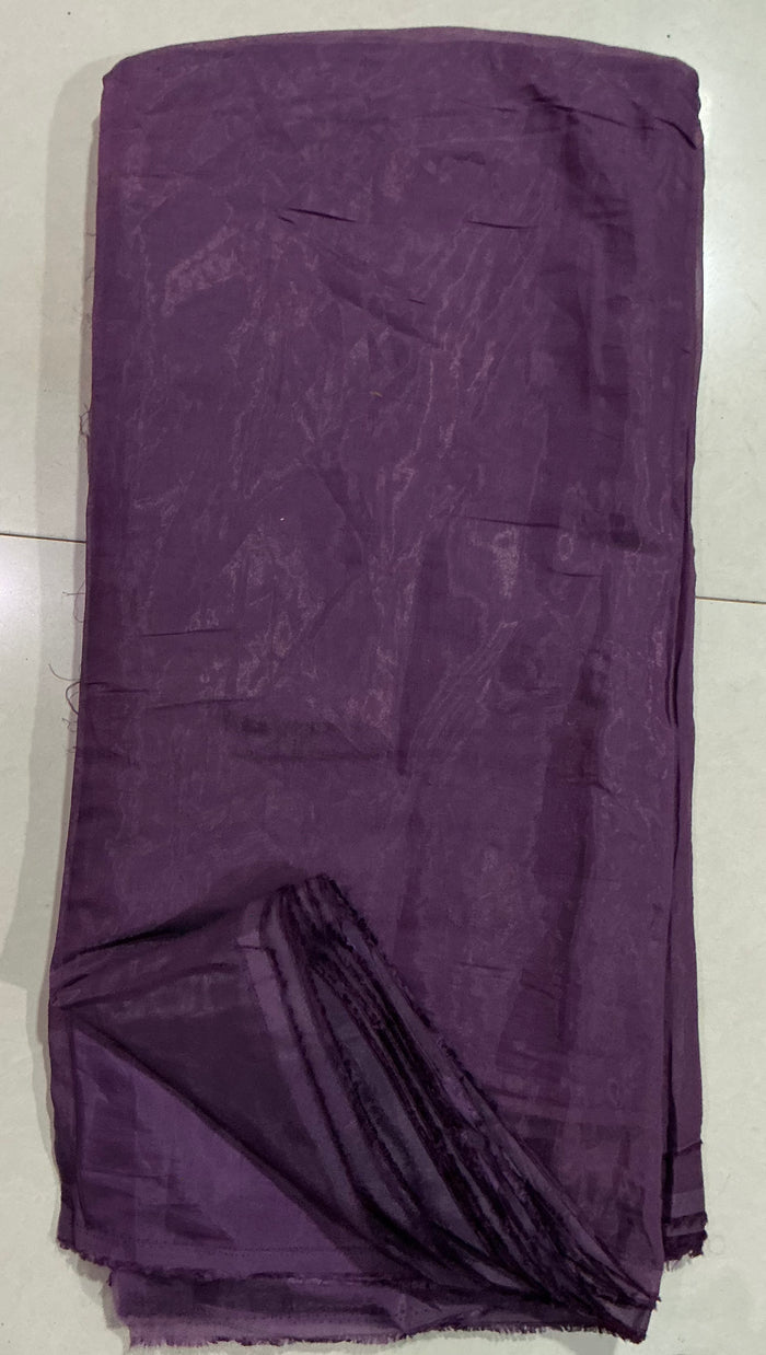 Royal Plum Mul Chanderi Fabric (Big Width) - draped to show fall and sheen