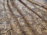 Golden Floral Sequins Heavy Embellished Net Fabric