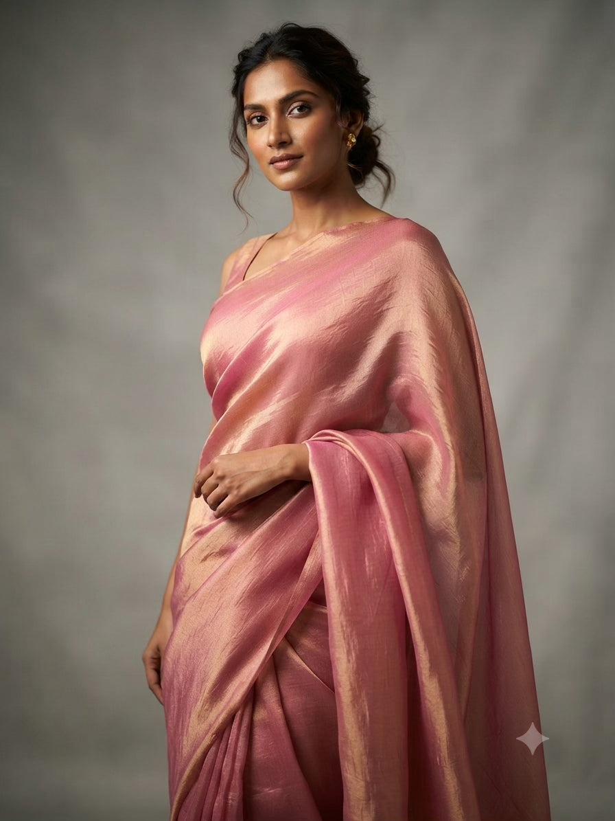 Radiant Rose Gold Fandy/ Metallic Blend Fancy Fabric
