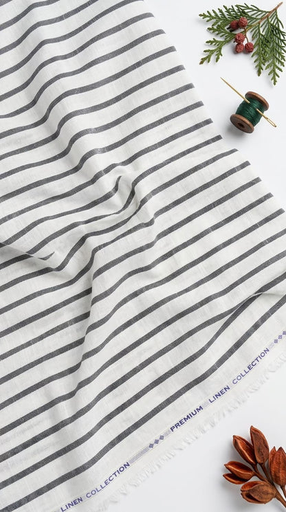 Classic Monochrome Striped Premium Cotton Linen Fabric – fabric drape