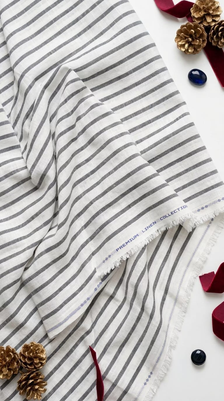 Classic Monochrome Striped Premium Cotton Linen Fabric – Fabrics & More