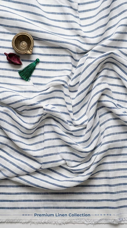 Classic Blue Striped Premium Cotton Linen Fabric – Fabrics & More