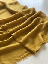 Sunlit Mustard Yellow Mul Chanderi Fabric( Big Width)