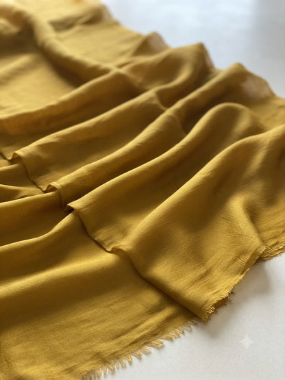 Sunlit Mustard Yellow Mul Chanderi Fabric( Big Width)