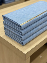 Sophisticated Blue melange with white undertones Linen-blend Suiting Fabric