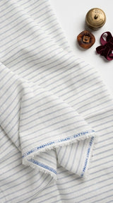 Azure Breeze Stripe: Premium Cotton Linen Fabric