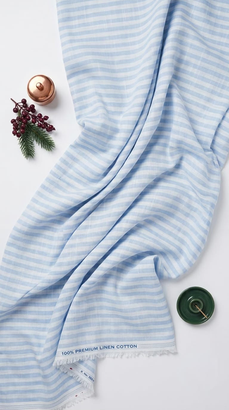 Sky Stripe  Premium Cotton-Linen Fabric