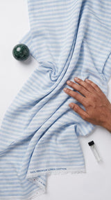 Sky Stripe  Premium Cotton-Linen Fabric