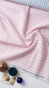 Blush Breeze Stripe: Premium Cotton-Linen Fabric