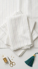 Classic Ivory Multi-Stripe Cotton-Linen Fabric