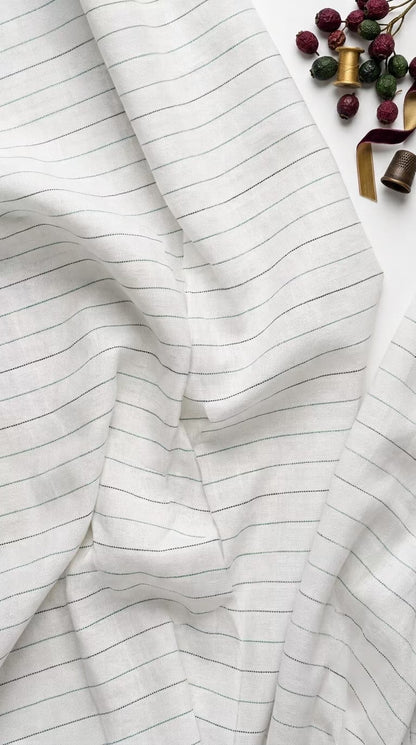 Classic Ivory Multi-Stripe Cotton-Linen Fabric