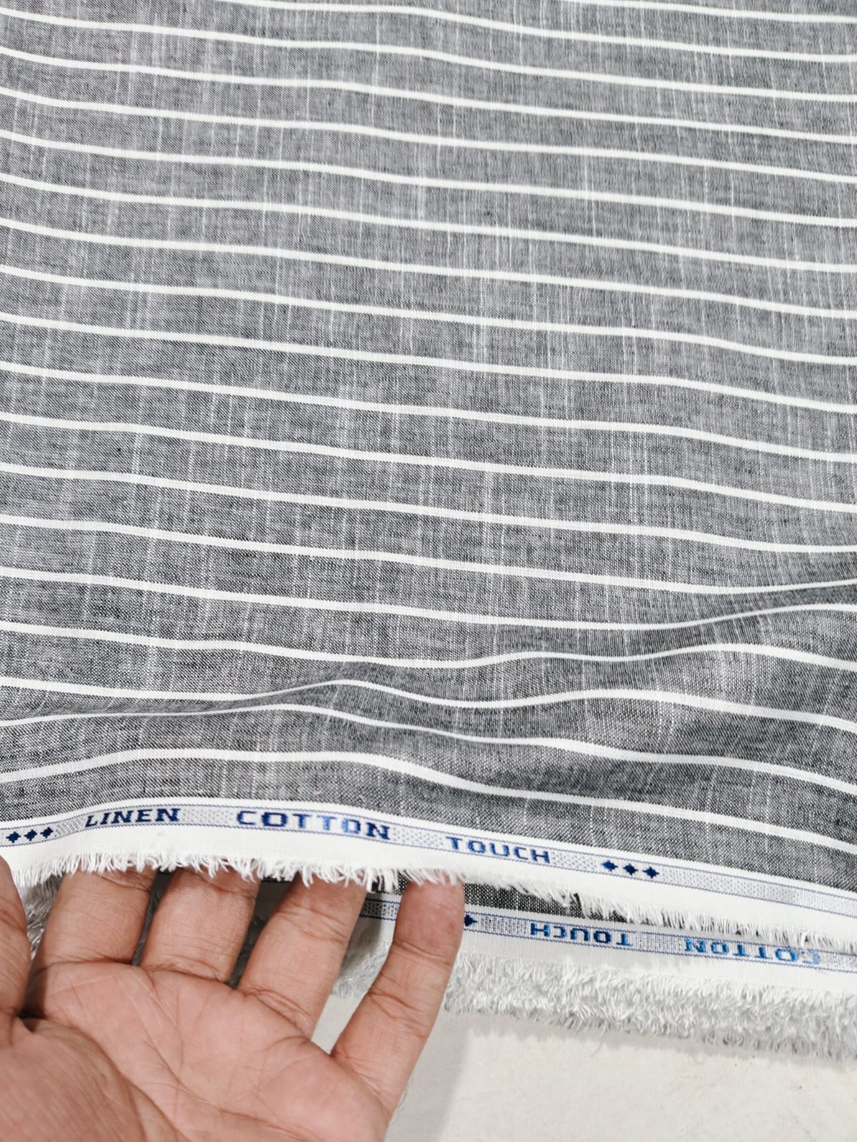Black & White Striped Cotton-Linen Blend Fabric
