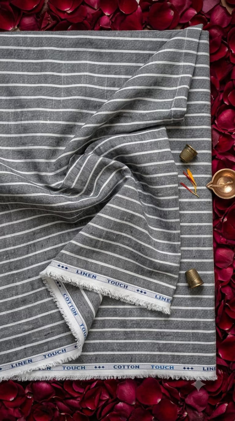 Black & White Striped Cotton-Linen Blend Fabric