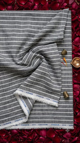 Black & White Striped Cotton-Linen Blend Fabric