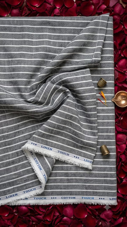 Black & White Striped Cotton-Linen Blend Fabric