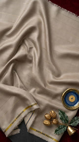 Luxe Taupe Colour Bamboo Satin Cotton Shirt Fabric with Shimmery Lurex Pinstripes