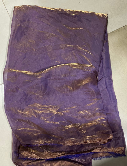 Luxurious Purple & Gold Crushed Fendi Fabric - folded fabric detail