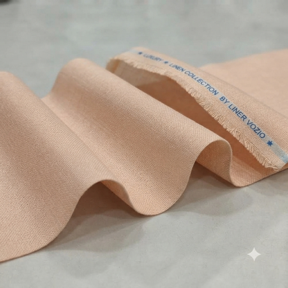 Peachy Apricot Luxury Canvas Cotton Linen Collection Fabric - draped to show fall and sheen
