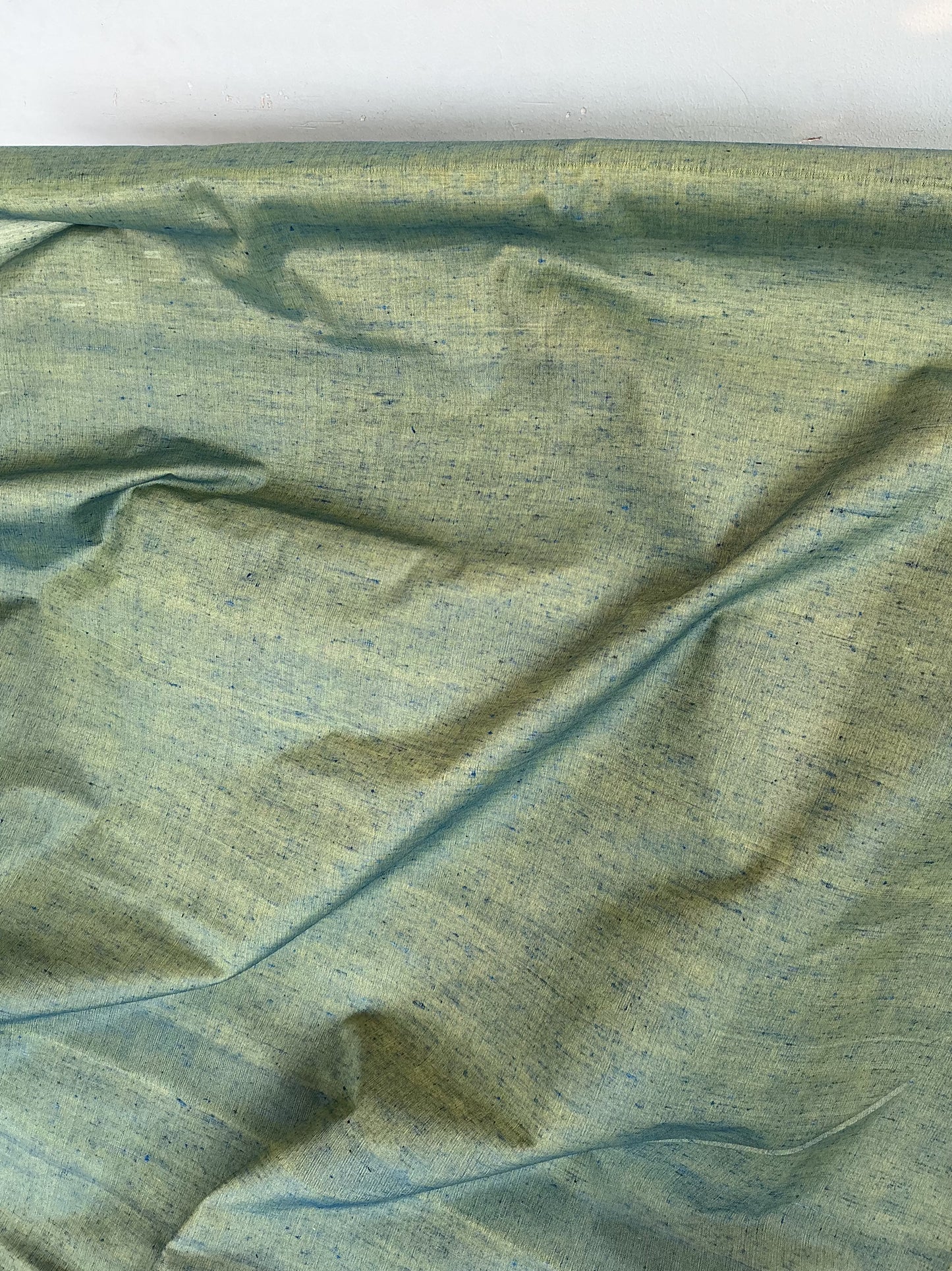 Green Teal Dual Tone Spun Polyester Slub Fabric