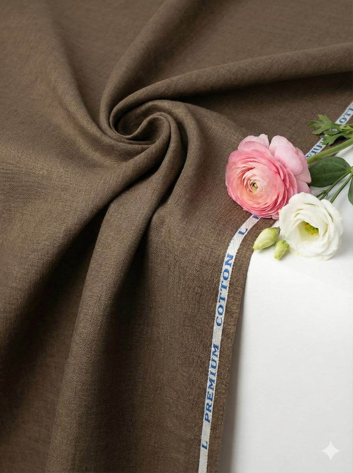 Walnut Brown Premium Cotton Linen Fabric (60 lea)