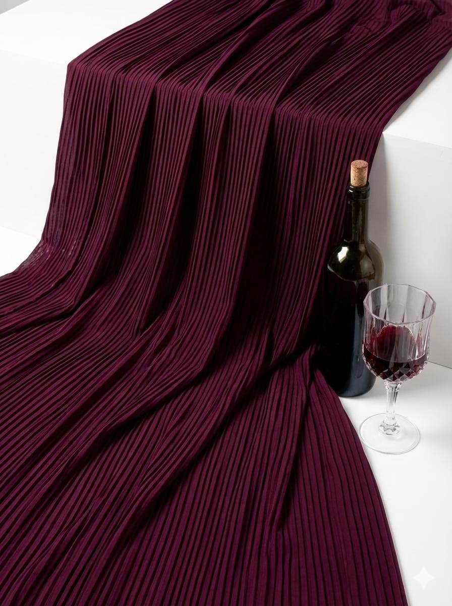 Wine colour Pleated Georgette Fabric