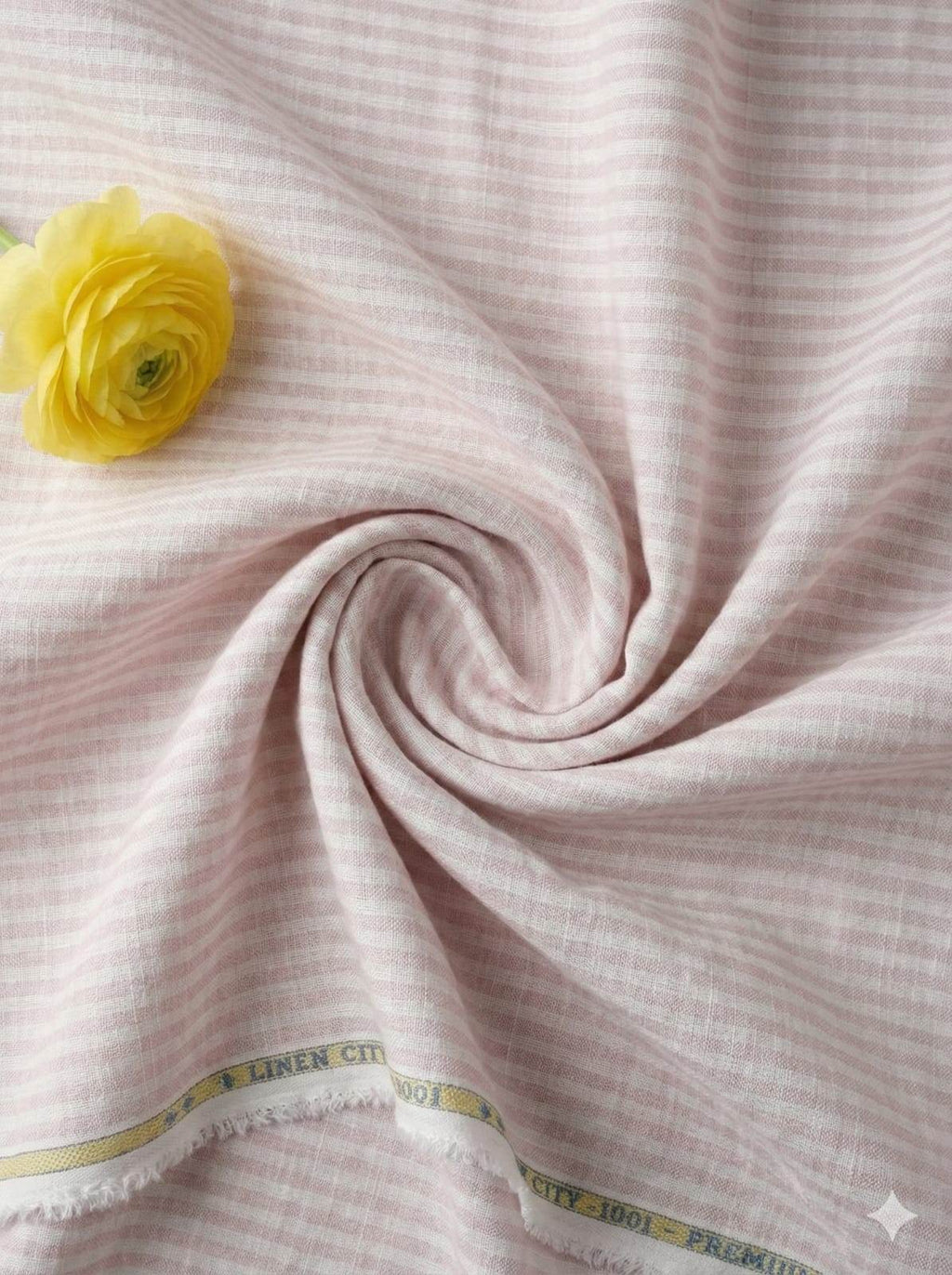 Onion Pink & White Striped Cotton Linen Fabric (60 lea)