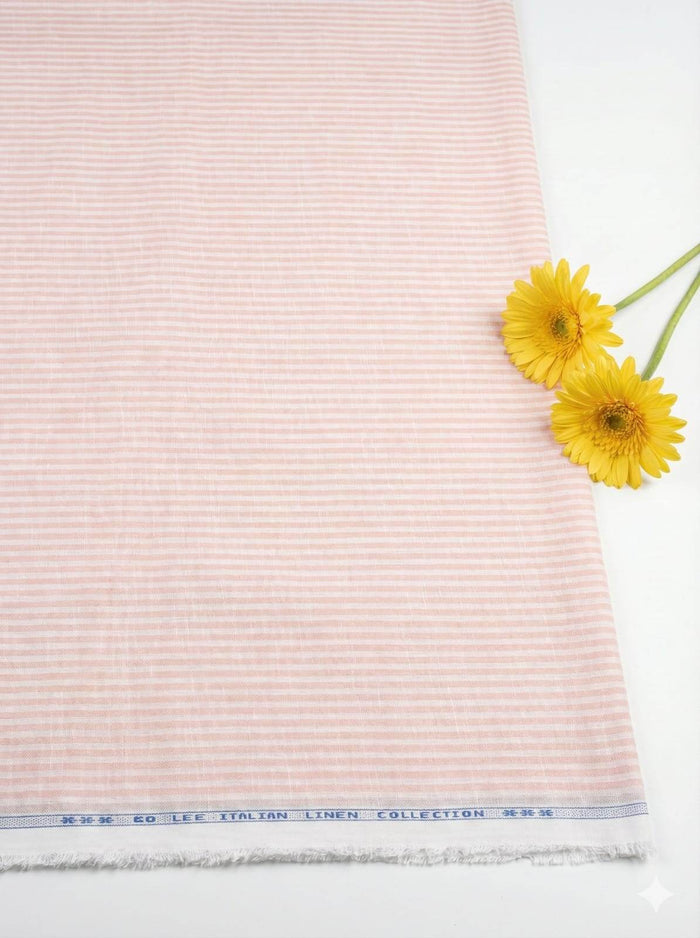 Peach-ish pink Horizontal striped Cotton Linen (60 lea)