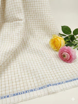 Off white Cotton Linen with Khakee Checks(60 Lea)