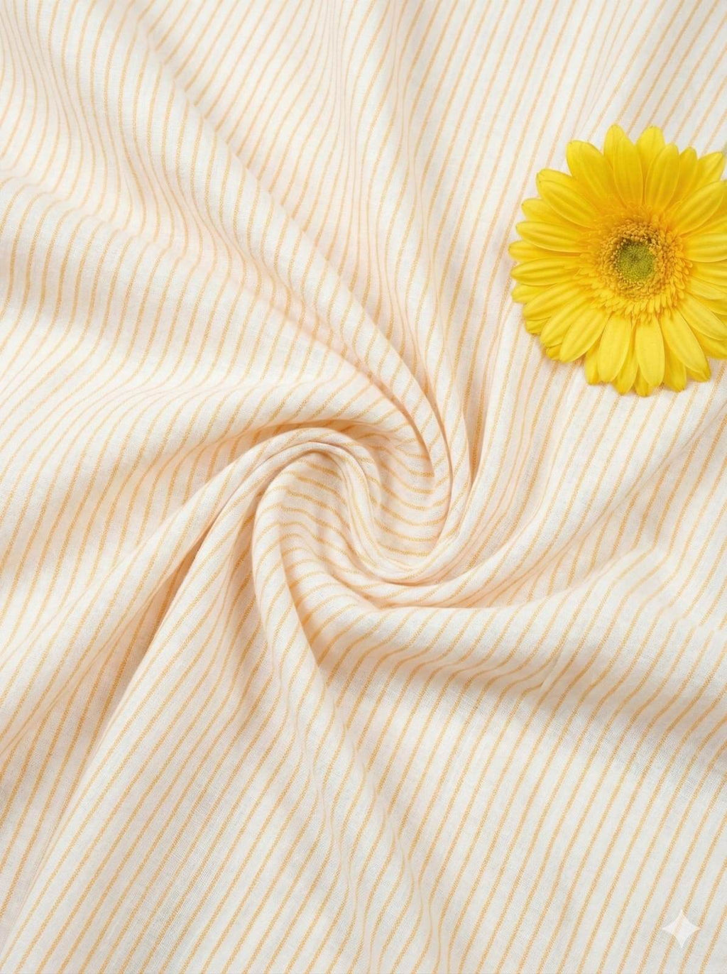 White Premium Cotton Linen with Peachish orange Stripes