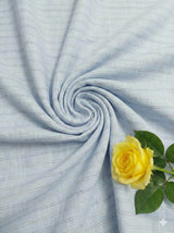 Sky Blue Premium Cotton Linen Fabric with Grey white grey thin Lines